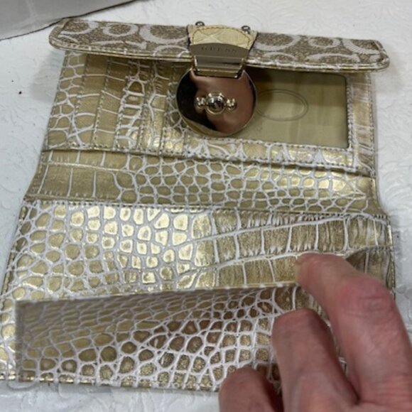 VTG Guess Canvas Logo Alligator Faux Print Snap Clutch Wallet 6.5"x3.5" - Picture 7 of 16